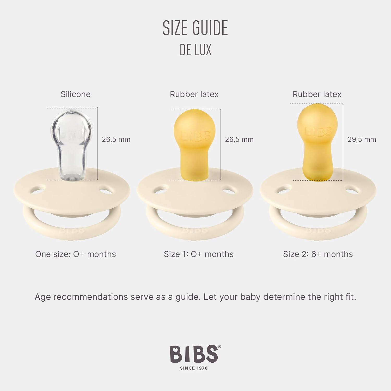 BIBS Pacifiers OneSize | 2-Pack Soothers | BPA-Free Symmetrical Nipple | Made in Denmark | Blossom/Dusky Lilac De Lux Pacifier