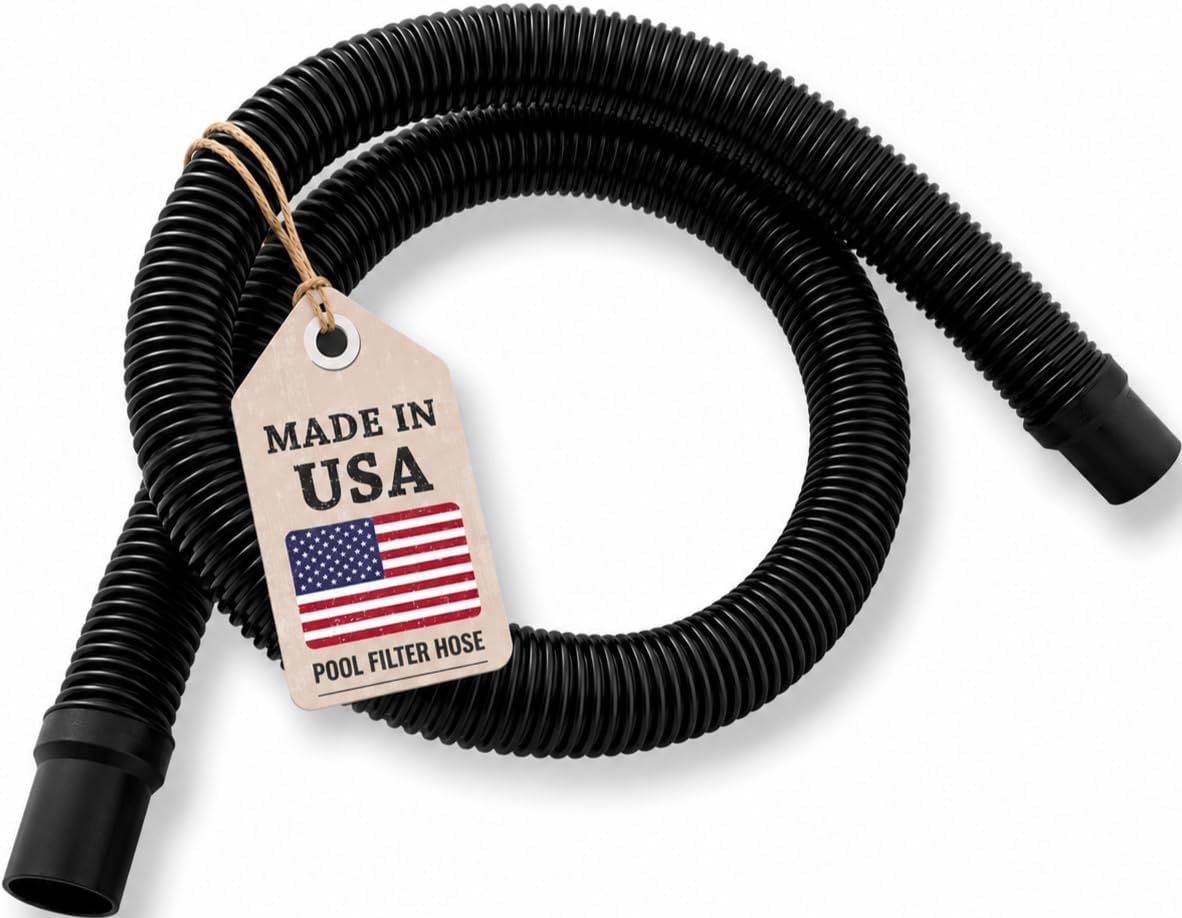 JED Pool Tools Premium Pump & Filter Hose, 1-1/2 in. x 12 ft, Black, Made in USA (60-345-12)