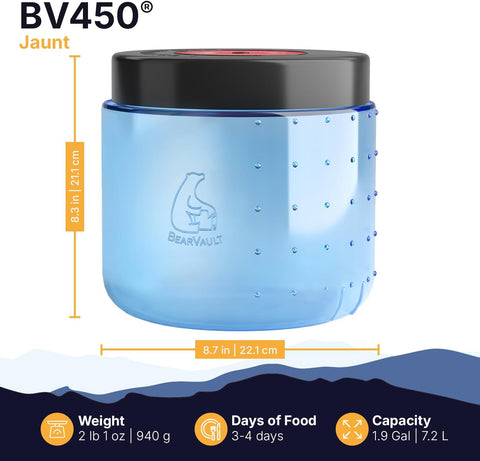 BearVault Canister for Backpacking. 4 Sizes: BV500, BV475, BV450, BV425. Bear-Resistant Food Container for Camping, Hiking, Fishing, Hunting, Bikepacking. BearVault is Bear Safe!