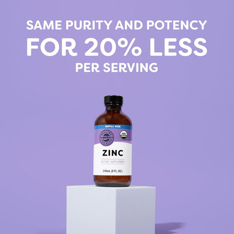 VIMERGY Liquid Zinc 7.5mg, Organic Immune Support, 120 Servings, 240 mL