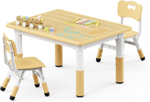 Brelley Adjustable Toddler Table and Chair Set, 31.5" L x 23.6" W Beige