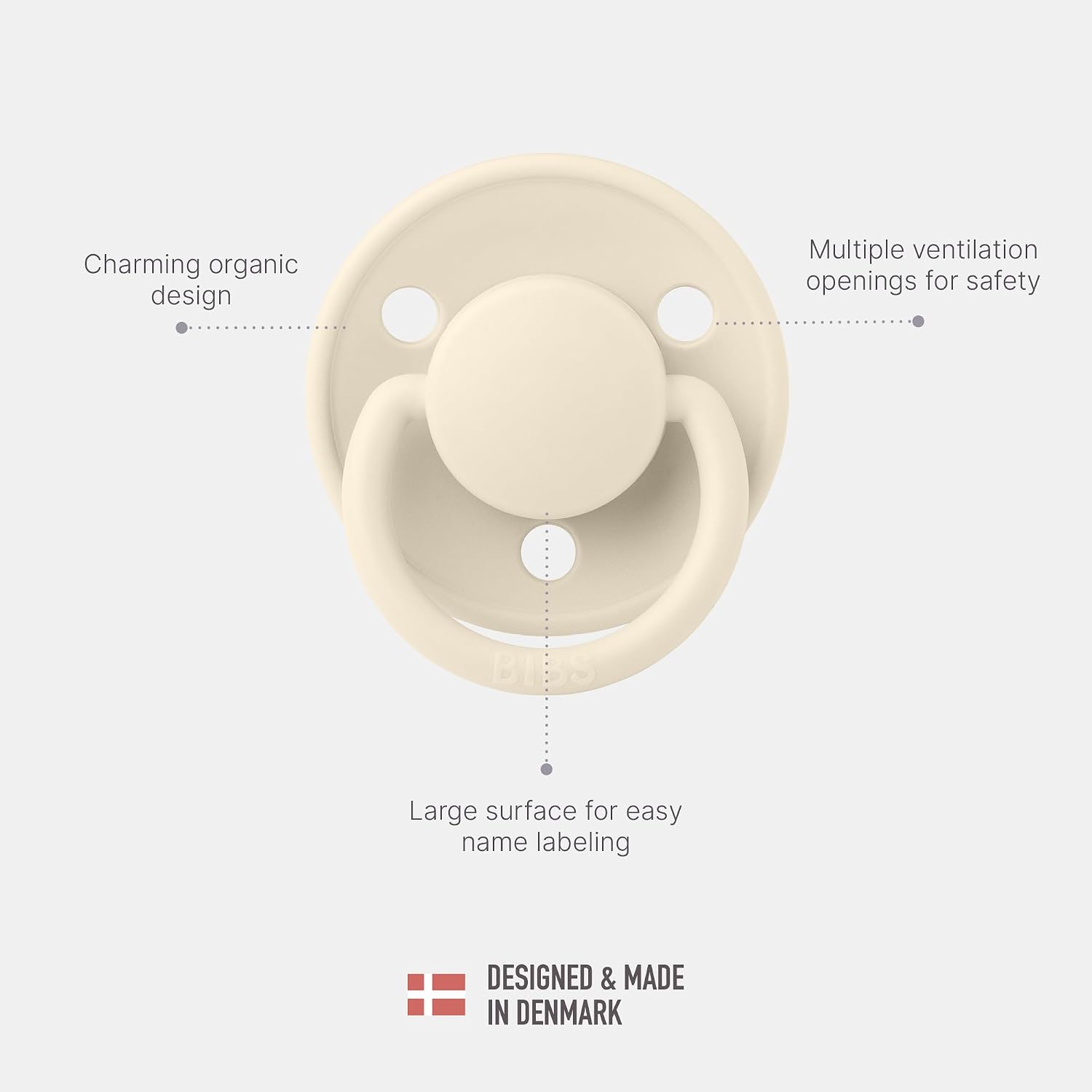 BIBS Pacifiers OneSize | 2-Pack Soothers | BPA-Free Symmetrical Nipple | Made in Denmark | Blossom/Dusky Lilac De Lux Pacifier