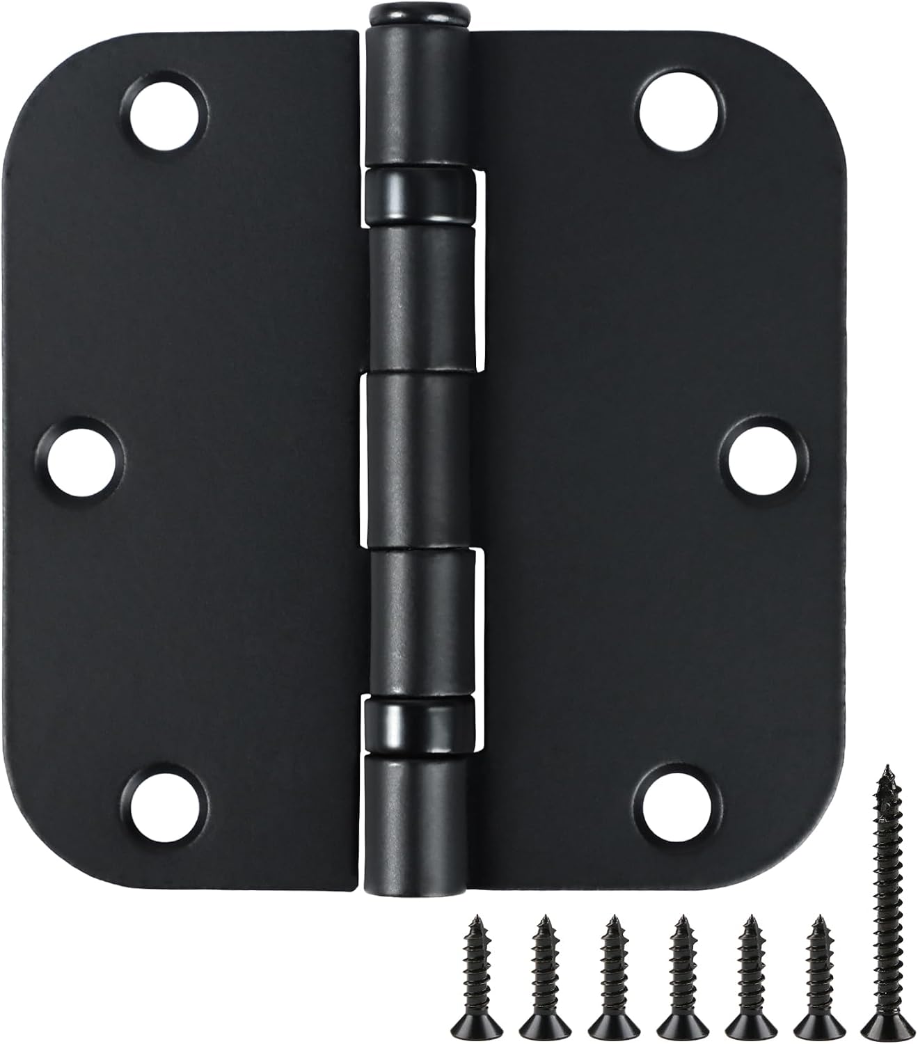 TDCHINGES Rounded Matte Black Door Hinges 3.5" 5/8"Radius Lasting No Squeak