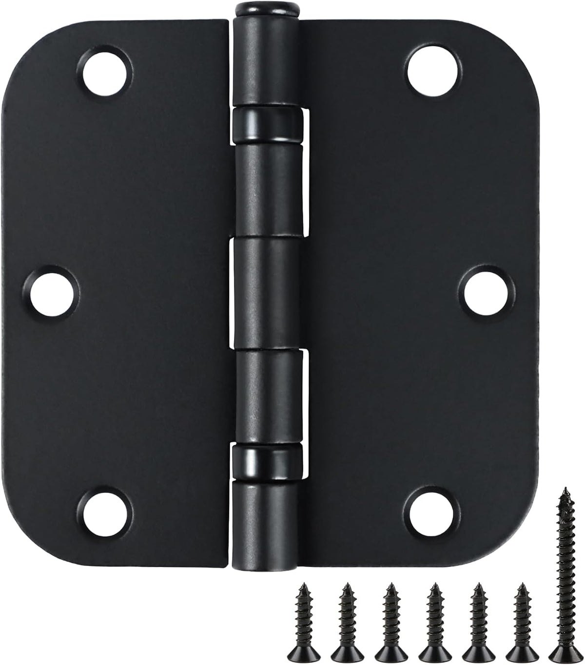 TDCHINGES Rounded Matte Black Door Hinges 3.5" 5/8"Radius Lasting No Squeak