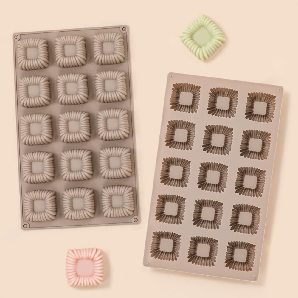 Cube Cake Silicone Mold - 1.6" x 1.6" x 0.8" 15-Cavity 3D Square Mini Mousse Cake Baking Mold, French Dessert Molds for Chocolate, Jello, Brownie Bites, Ice Cream Cube