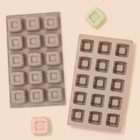 Cube Cake Silicone Mold | 1.6" x 1.6" x 0.8" 3D Square Mini Mousse Cake Baking Mold, French Dessert Molds for Chocolate, Jello, Brownie Bites, Ice Cream Cube, 15-Cavity