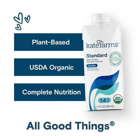 KATE FARMS Organic 1.4 High Calorie Shake, Vanilla, 20g Protein, 6 Pack | Organic vanilla high calorie nutrition shake with 20g protein plus 27 vitamins and minerals.