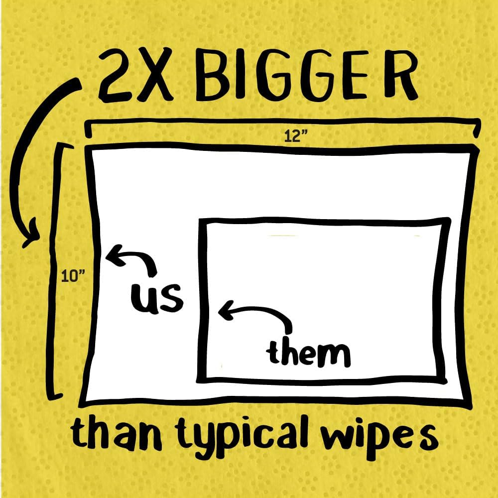 Tub O' Towels TW90 Heavy-Duty Multi-Surface Cleaning Wipes, 5-Pack – XL 10" x 12" Wipes, 90 Count Per Canister, 450 Total Wipes – For Grease, Oil, Tar, Paint, Ink & Everyday Messes