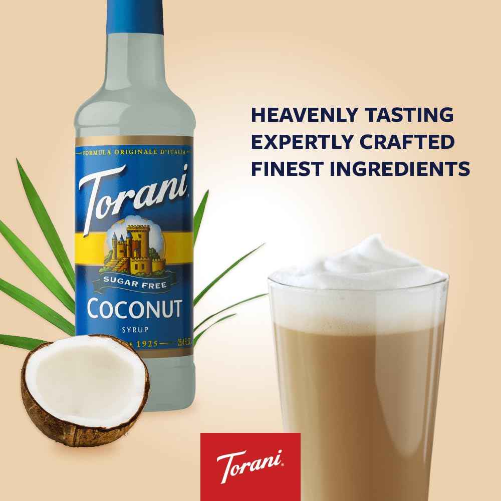 Torani Sugar Free Coconut Flavored Drink Syrup, 25.4 fl oz (Pack of 4)