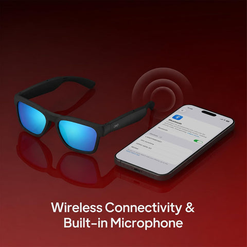 OhO Smart Glasses,Polarized Sunglasses with Bluetooth Speaker,Athletic/Outdoor UV Protection and Voice Control,Unisex(Mirror Blue Lens)
