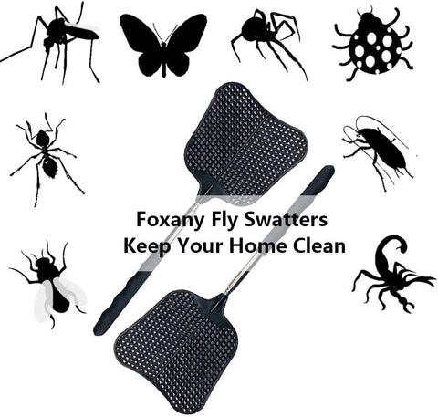 2Pack Telescopic Fly Swatters, Plastic Fly Swatter, Extendable Flyswatter