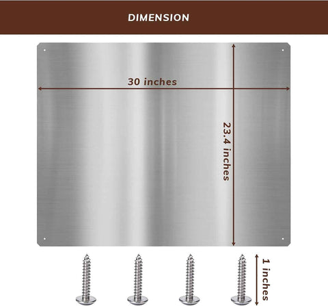30"x23.4" Stainless Steel Backsplash – Brushed Wall Panel for Kitchen Stove – Heat & Grease Resistant – Pre-Drilled Holes, Screws & Gloves Included – Easy Installation & Cleaning
