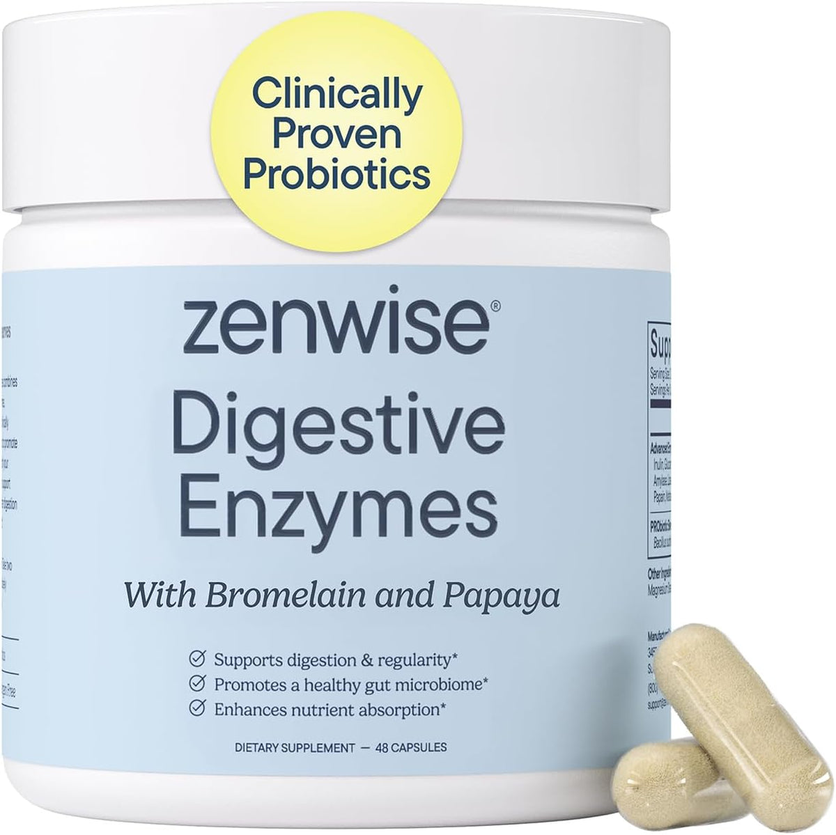 Zenwise Health Digestive Enzymes, Bromelain, Probiotics, Gut Health - 48 CT