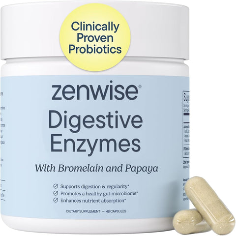 Zenwise Health Digestive Enzymes, Bromelain, Probiotics, Gut Health - 48 CT