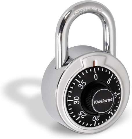 Kwikset Combination Dial Padlock, 3-Digit, 2 in Body, Steel, 1-Pack, Black