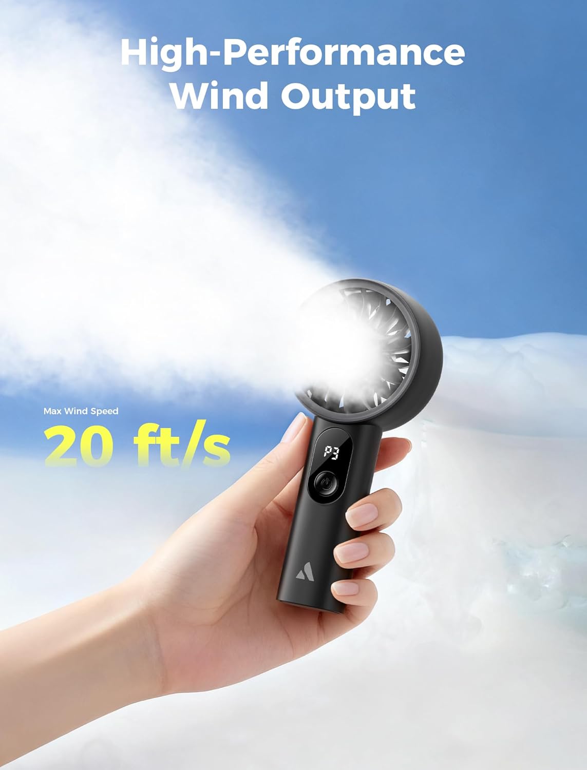 Aecooly Mighty Portable Fan, Powerful Handheld Fan, USB Rechargeable