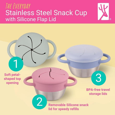 Elk and Friends Kids/Toddler Stainless Steel Snack Cups + Travel Lids | 2pk