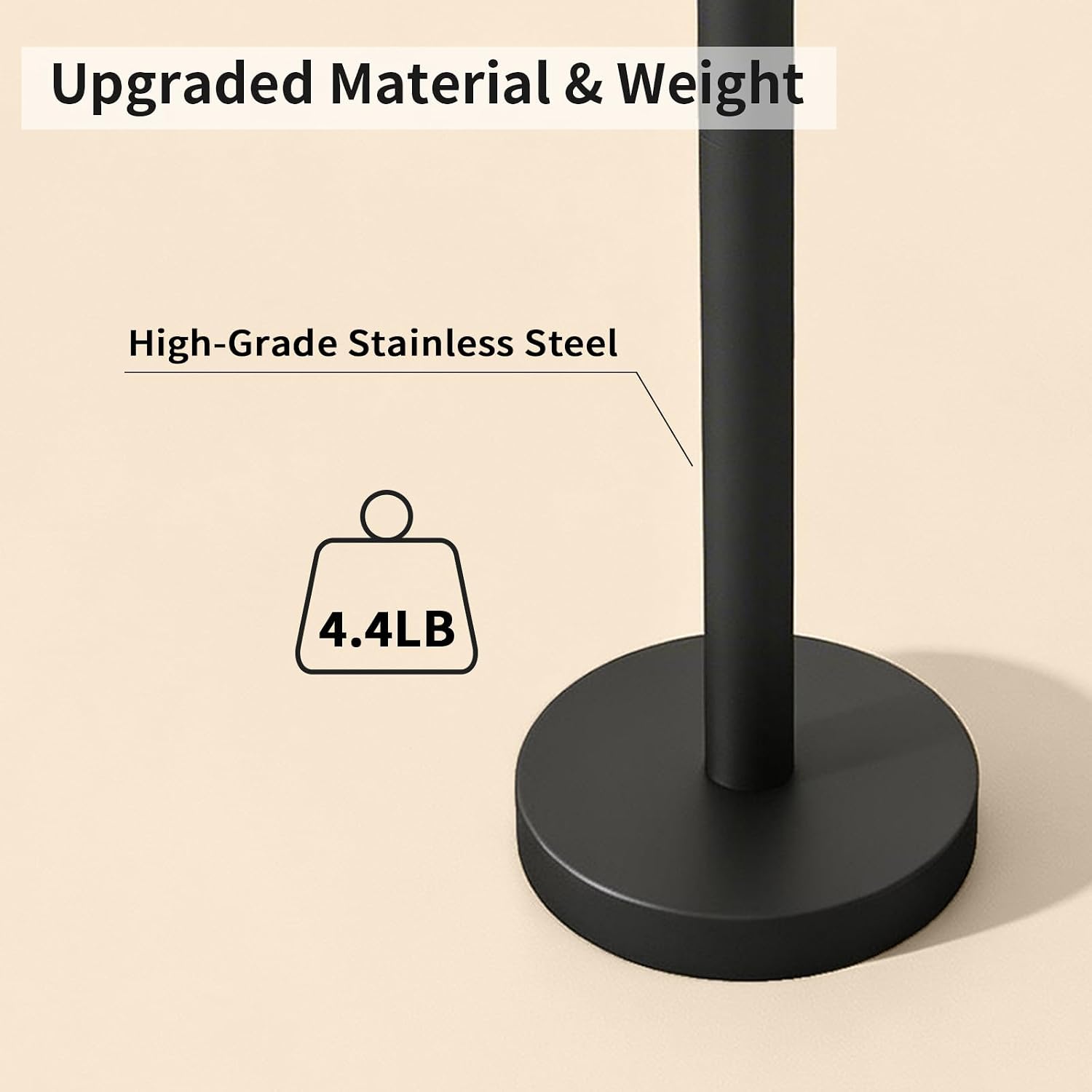 YUMORE Toilet Paper Holder Stand with Weighted Base, Matte Black