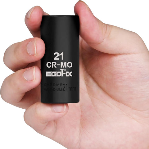 3/8" Drive Deep Impact Socket, 21mm Metric Socket, CR-MO 6 Point for Easy Removal of Axle Nut