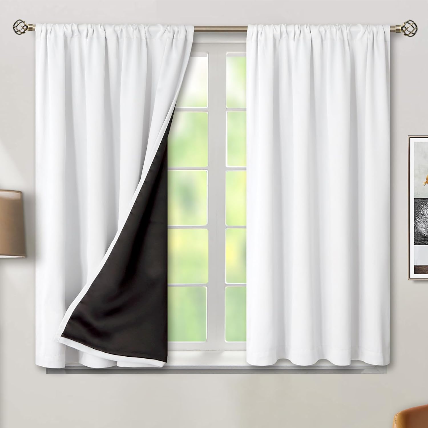 BGment White Blackout Curtains for Bedroom 54 Inch Long 2 Panels
