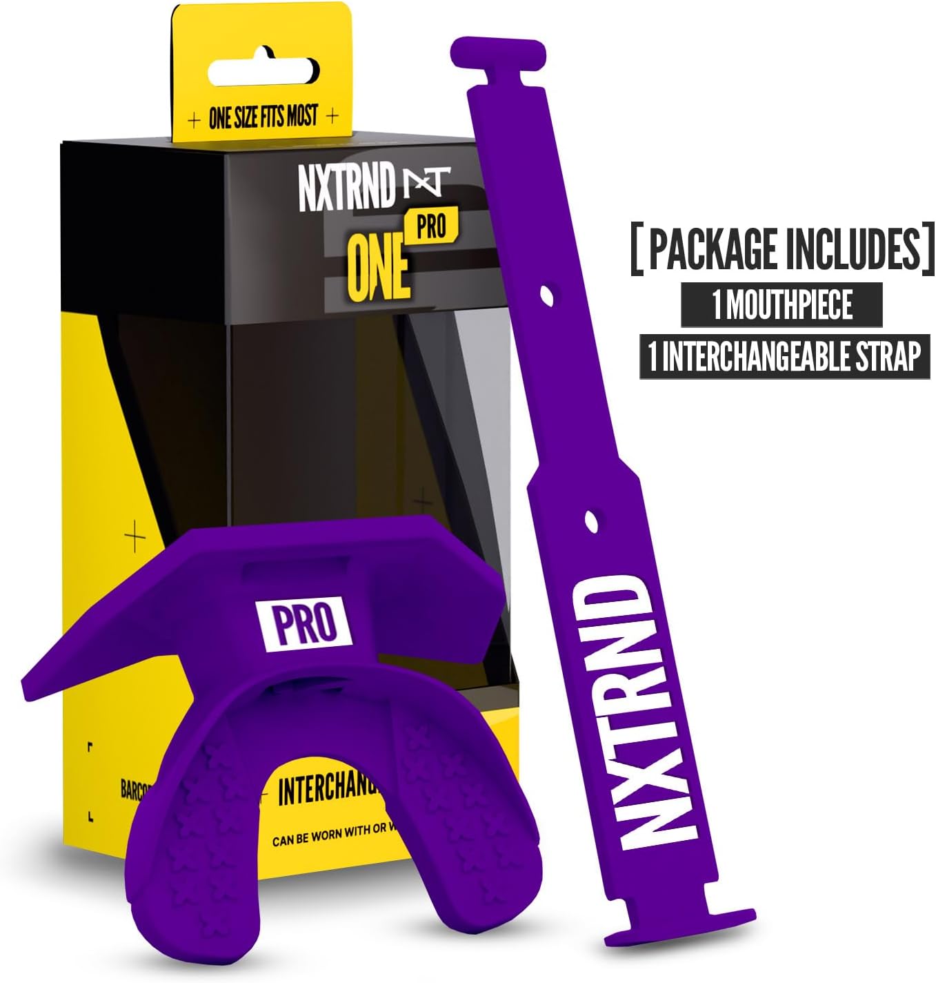 Nxtrnd One Pro Football Mouth Guard, Interchangeable Strap, Fits Adult & Youth (Purple)