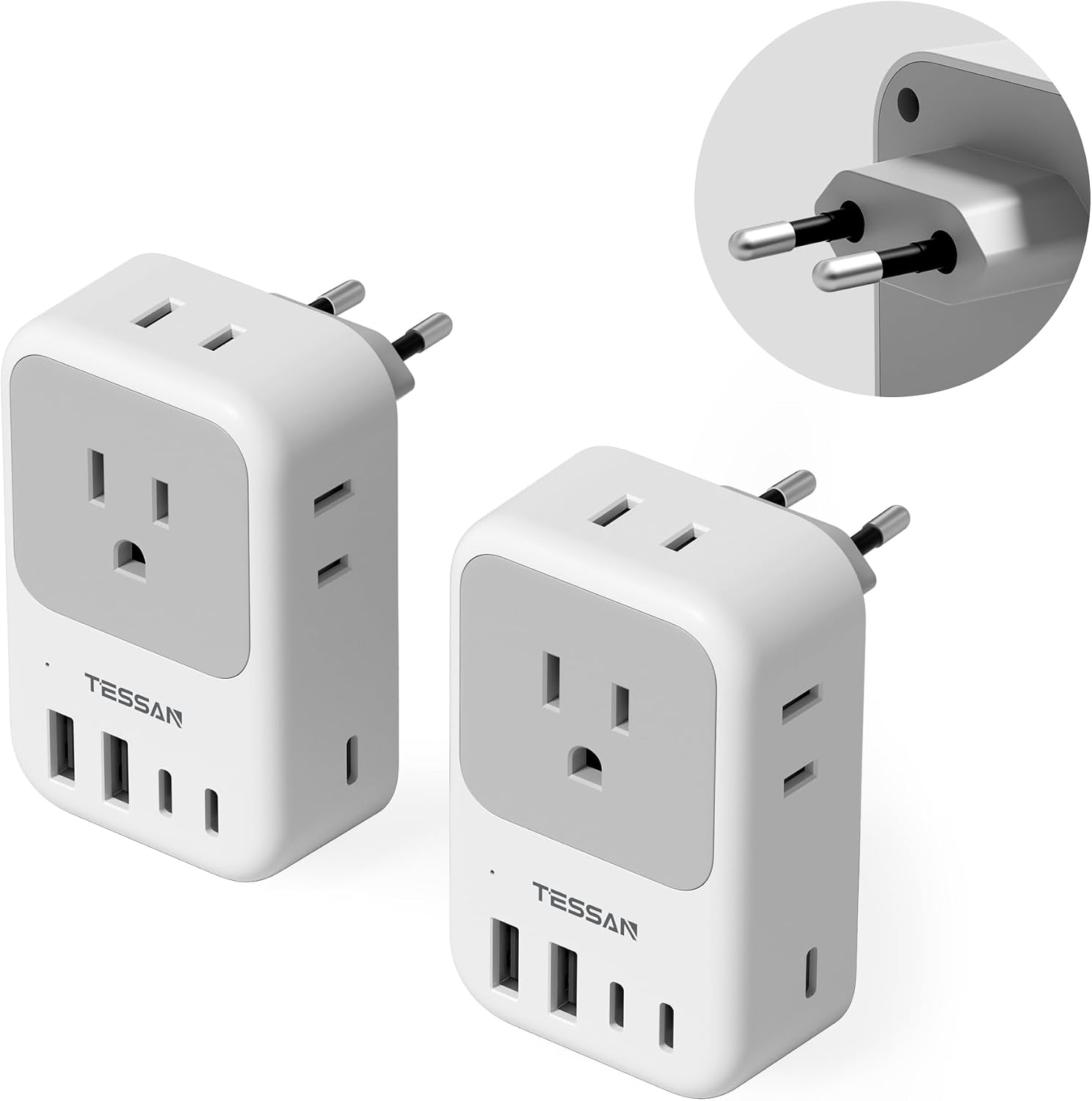 TESSAN European Travel Plug Adapter, Type C EU Plug, PD 28W