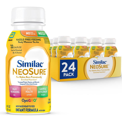 Similac NeoSure Premature Post-Discharge Infant Formula, Ready-to-Feed Baby Formula, 8-fl-oz Bottle, Pack of 24