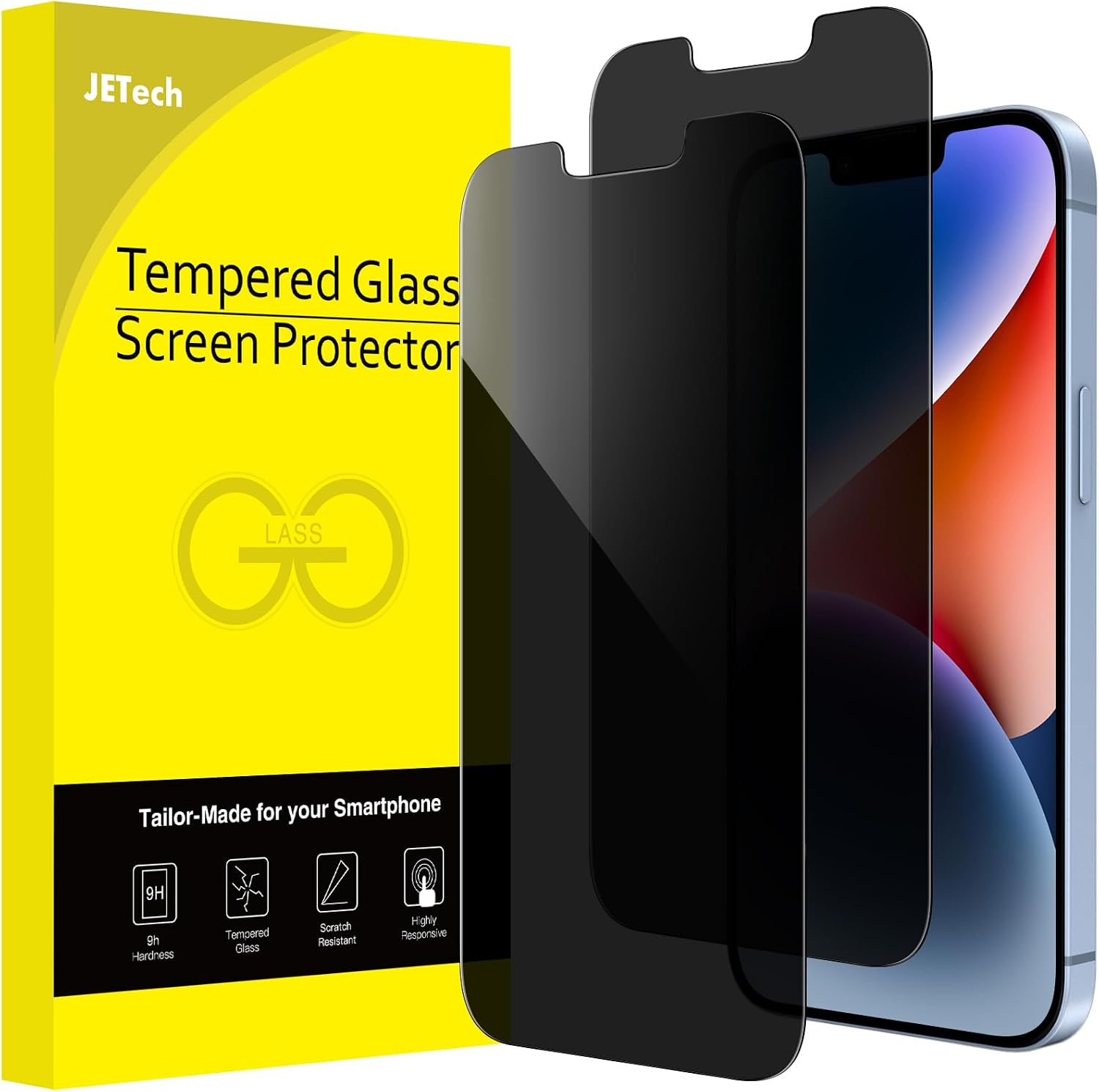 JETech Privacy Screen Protector for iPhone 14 Plus, 2-Pack