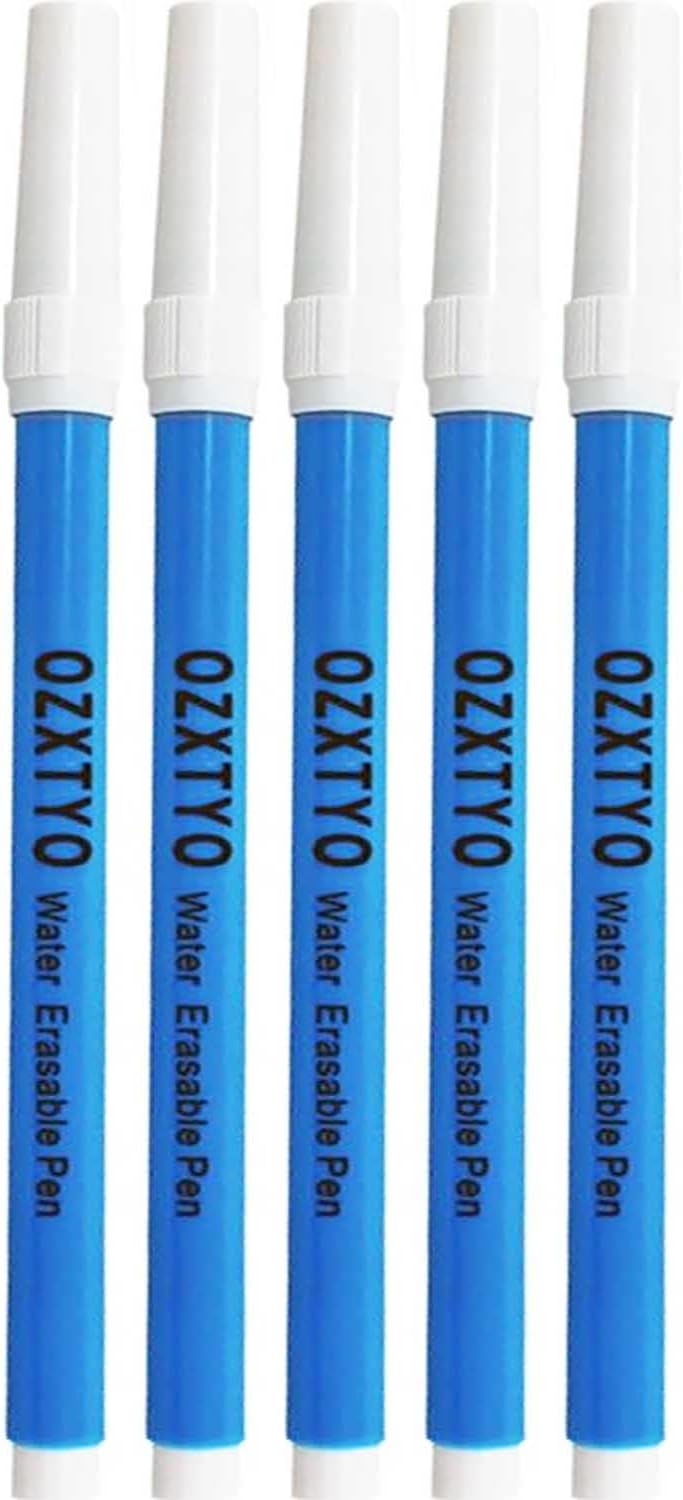 OZXTYO Washable Fabric Markers for Sewing,5 Pack,Blue,Erasable