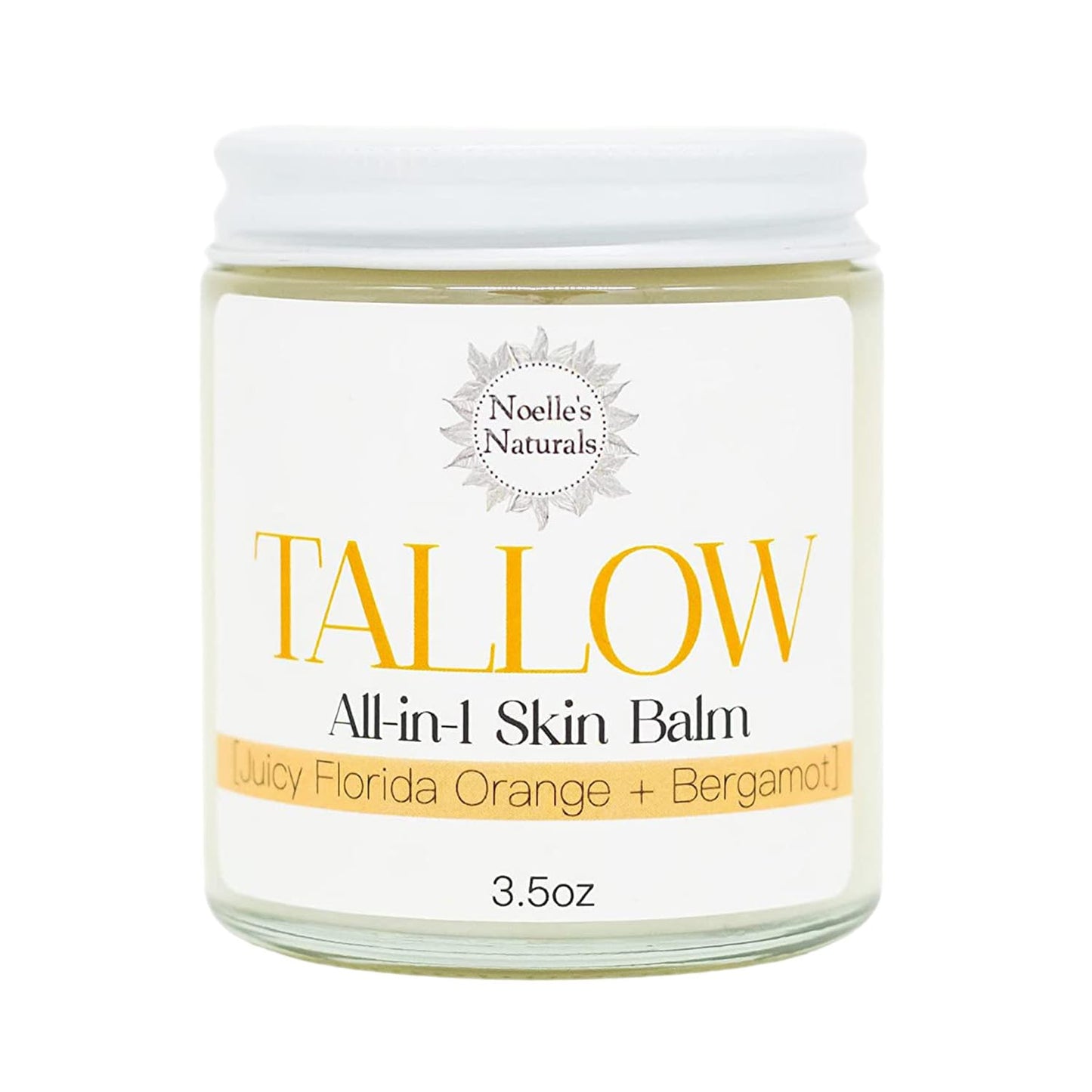 Tallow Balm - 100% Organic Grassfed Tallow - 3.5oz - Orange + Bergamot - Moisturizing - Dry Skin - Stretch Marks - All Natural