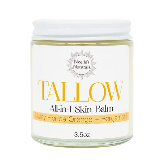 Tallow Balm - 100% Organic Grassfed Tallow - 3.5oz - Orange + Bergamot - Moisturizing - Dry Skin - Stretch Marks - All Natural