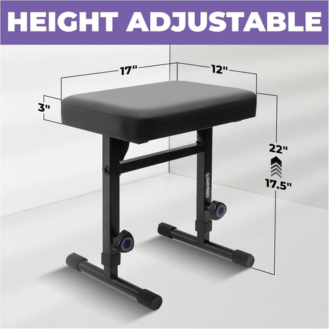 Liquid Stands Piano Bench Adjustable Stool – Music Keyboard Bench Seat for Piano Keyboard Stand with Black Padded Cushion for Musicians Piano Stool Chair (PU Leather)
