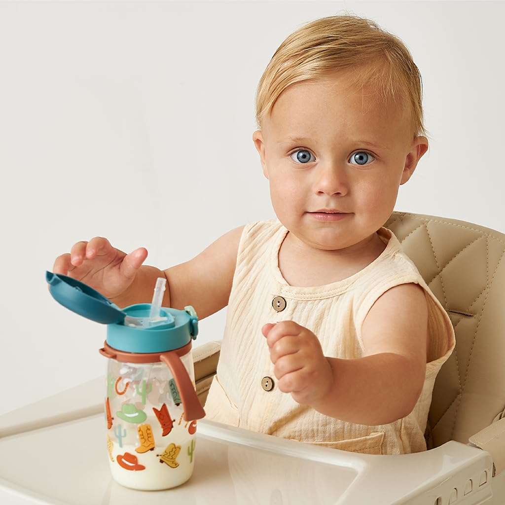 Itzy Ritzy Sippy Cup for Toddlers w/Weighted Silicone Straw 13oz (Western)