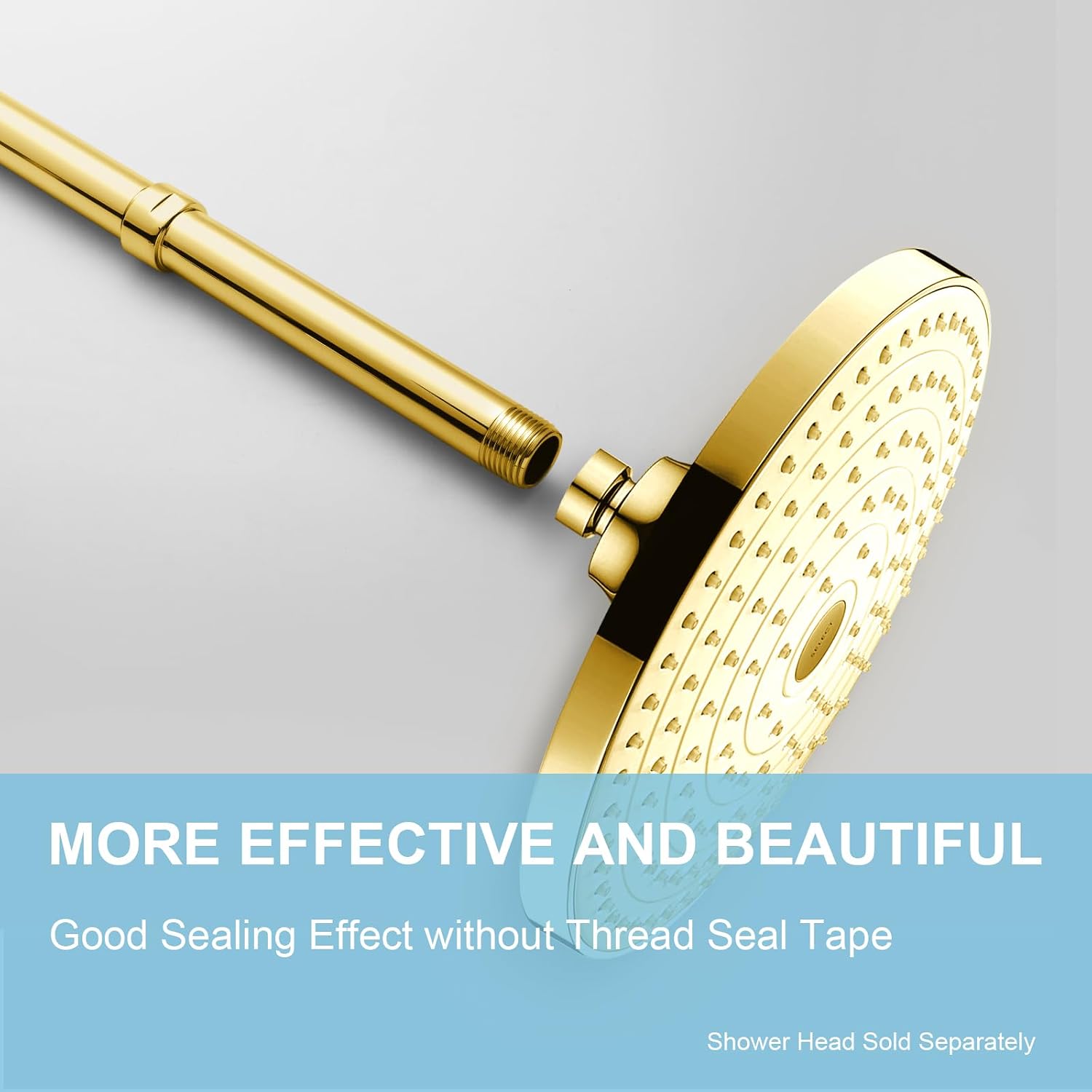 OFFO Shower Head Extension Arm, Shower Arm Extension Shower Head Extender Made of 304 Stainless Steel Shower Pipe Extension, Bright Gold 6 in