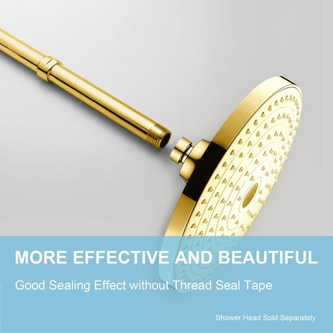 OFFO Shower Head Extension Arm, Shower Arm Extension Shower Head Extender Made of 304 Stainless Steel Shower Pipe Extension, Bright Gold 6 in