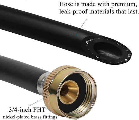 Dehumidifier Hose, ¾ Inch FHT Connection, No Kink, 5 Feet, Black