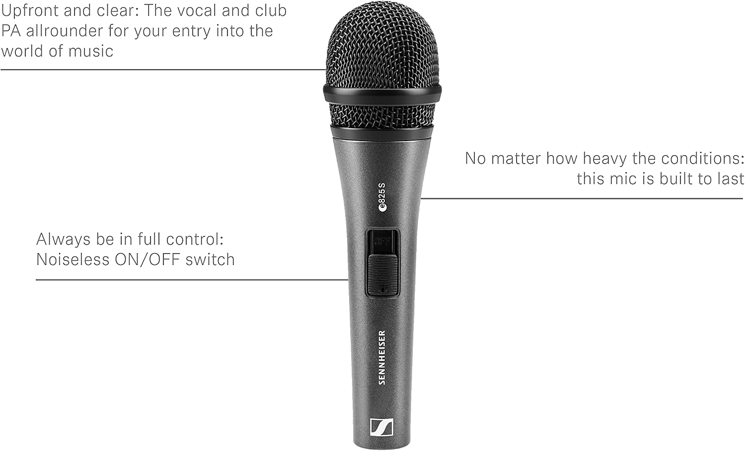 SENNHEISER E825-S Handheld Cardiod Dynamic Microphone with On/Off Switch