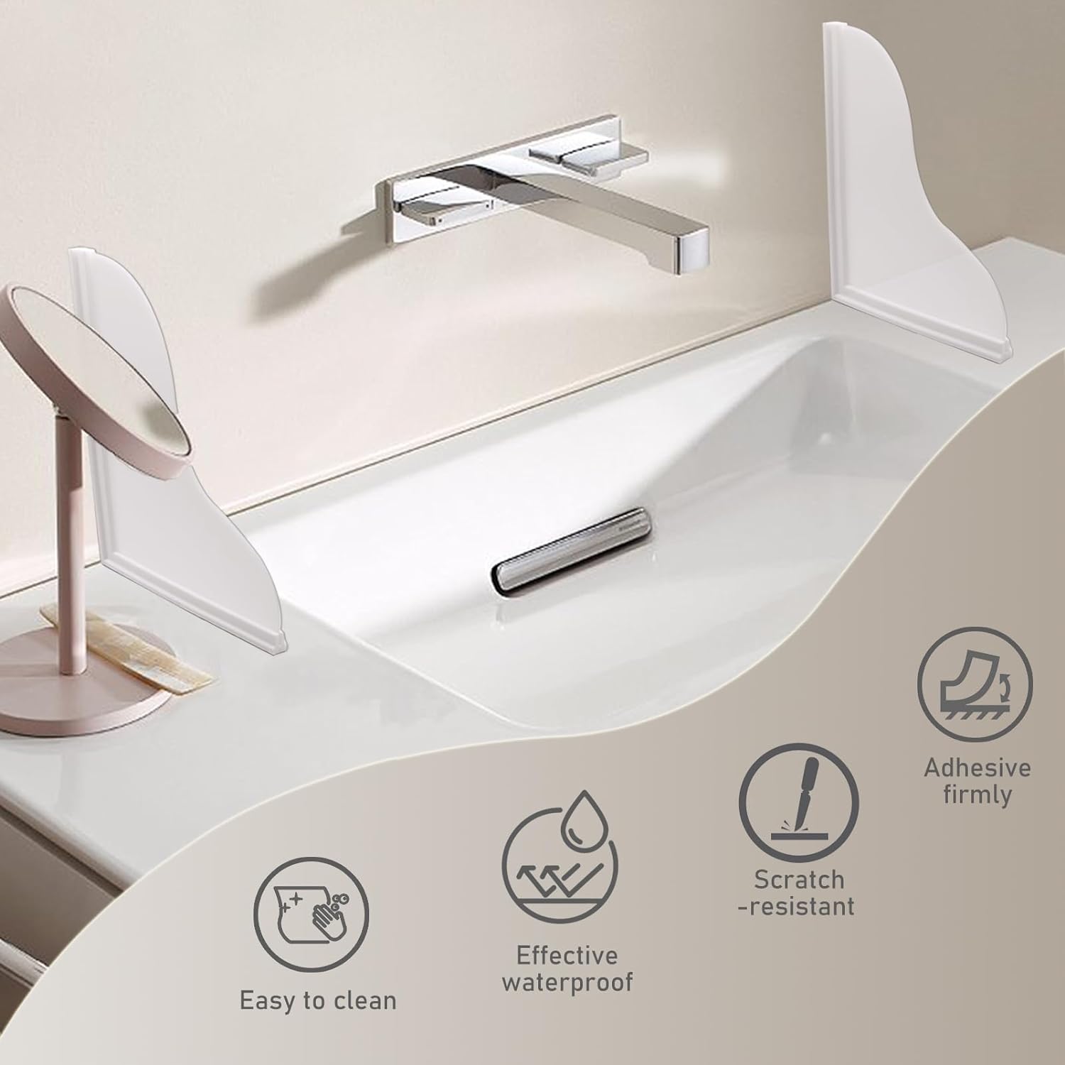 Spidfee Shower Splash Guard Kit, Large Splash Guards for Bathtub Waterproof Self-Adhesive Shower Corner Guards to Keep Water in Shower or Bath, Pack of 4 (9.1 x 7.1 inches)