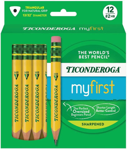 Ticonderoga My First Short Triangular Wood-Cased Pencils, #2 HB Soft