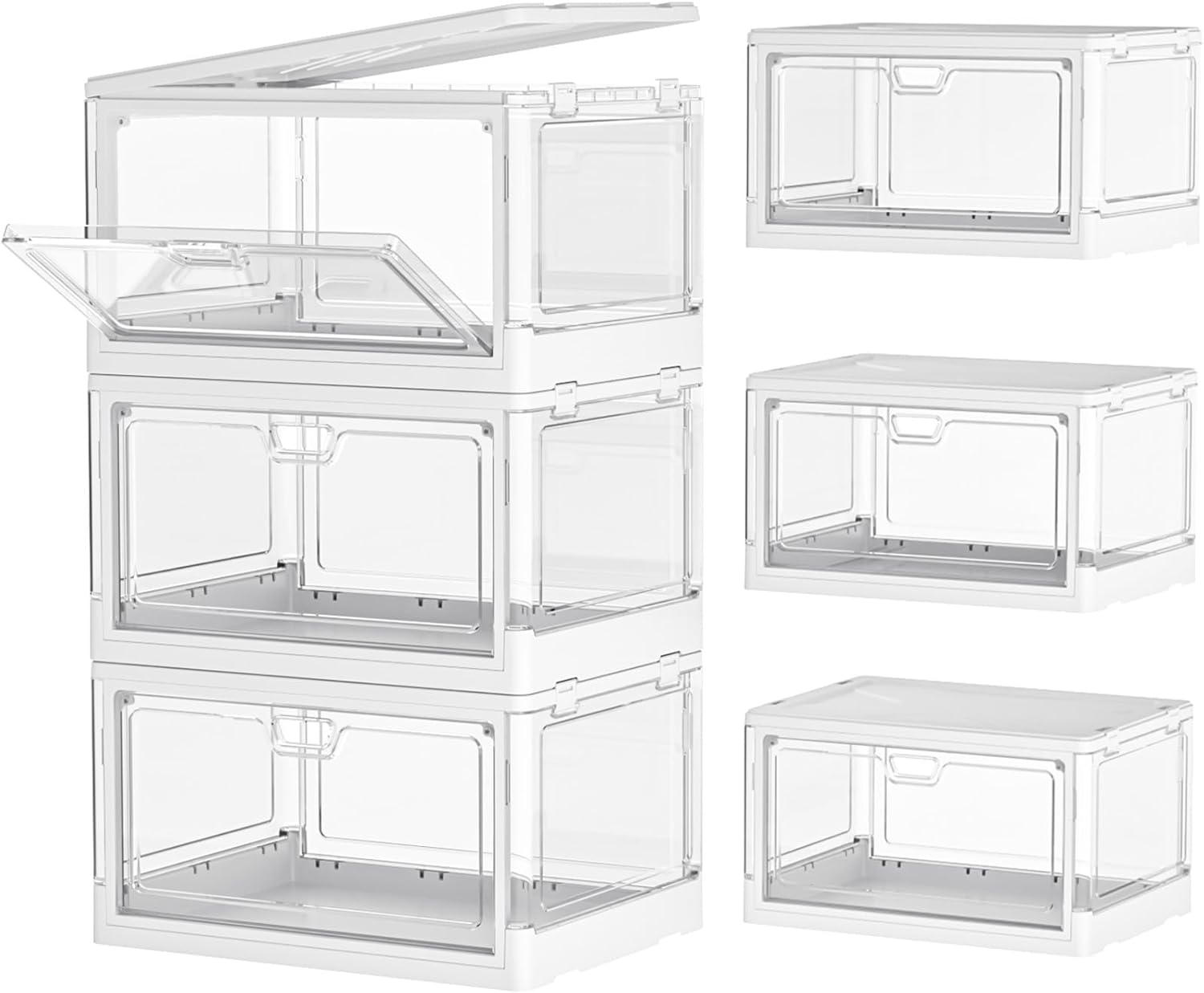 Kmiectse Clear Storage Bins with Lids 3 Pack 【Stackable & Sturdy】