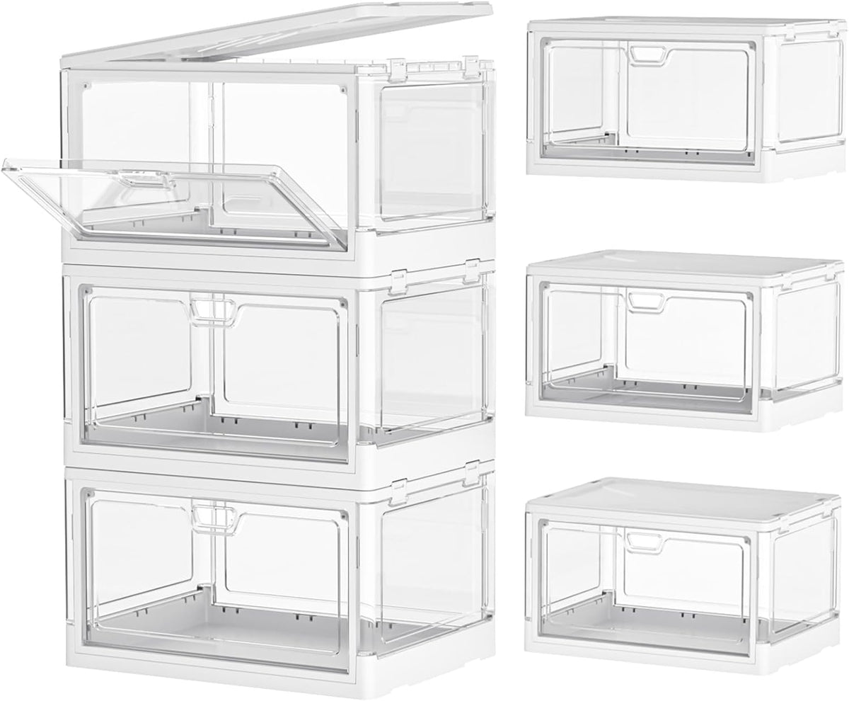 Kmiectse Clear Storage Bins with Lids 3 Pack 【Stackable & Sturdy】