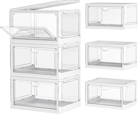 Kmiectse Clear Storage Bins with Lids 3 Pack 【Stackable & Sturdy】
