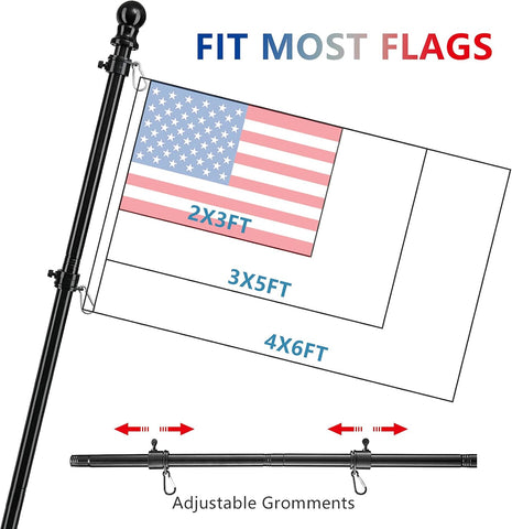 Flag Pole for Outside House, 5 FT Tangle-Free Heavy Duty, 45°/90° Bracket