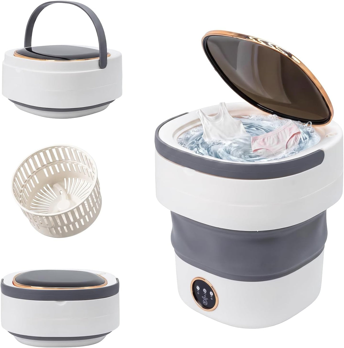 Portable Washing Machine 20L Mini Foldable Washer with Spin Baket, 3 Cleaning Modes Space-Saving Laundry Machine for Travel, Dorms, Camping and Apartments-Ideal for Baby Clothes, Underwear, Socks