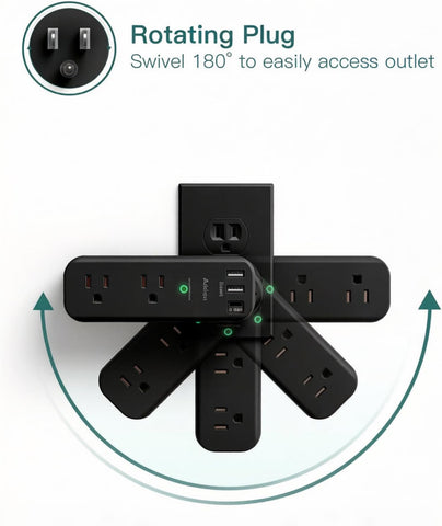 Addtam Surge Protector Outlet Extender with Rotating Plug