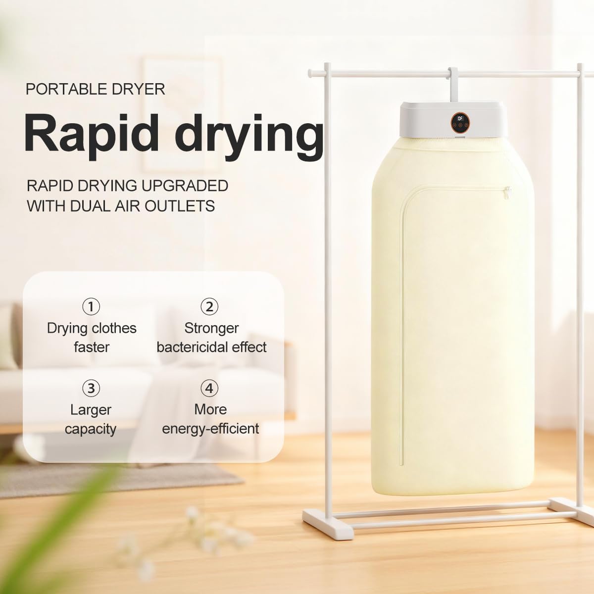 Portable Clothes Dryer Compact Mini Laundry Dryer for with Adjustable Timer Quiet Operation for Apartments RVs and Dorms