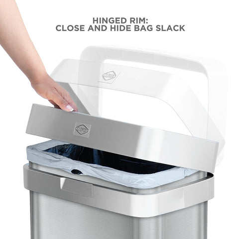 Clorox Slim Open Top Stainless Steel Trash Can, Silver, 13 Gallon / 50L