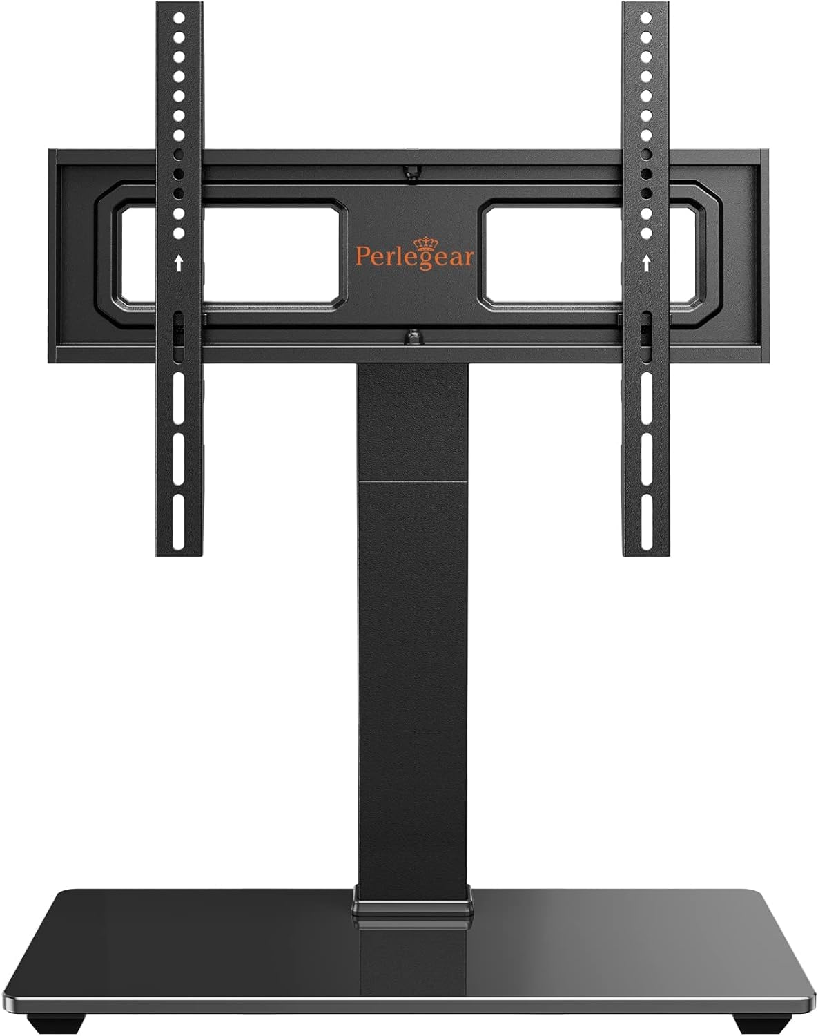 Perlegear Universal Swivel TV Stand for 32–70 inch TVs, Height Adjustable Table Top TV Stand Mount with Tilt, Tempered Glass Base, Holds up to 88 lbs, Max VESA 400x400mm, PGTVS26