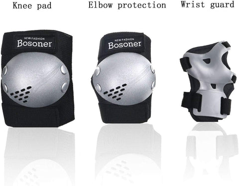 BOSONER Kids/Youth Knee Pads Elbow Pads Wrist Guards Set for 3-15 Years, Child Protective Gear Set for Roller Skates, Cycling, BMX Bike, Skateboard, Inline Skating, Scooter Riding Sports…