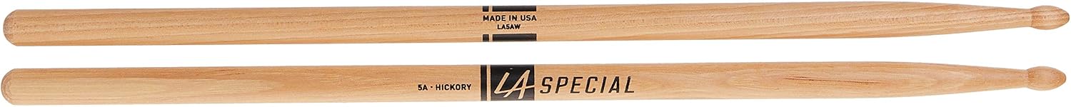 LA Specials Hickory 5A Drum Sticks, Wood Tip, 3-Pair Pack